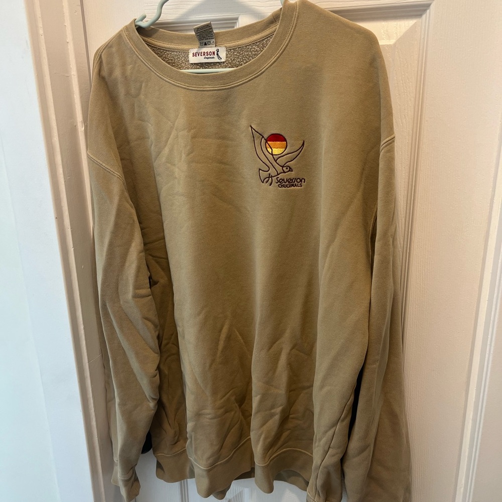 Beige Sweatshirt with Embroidered Logo